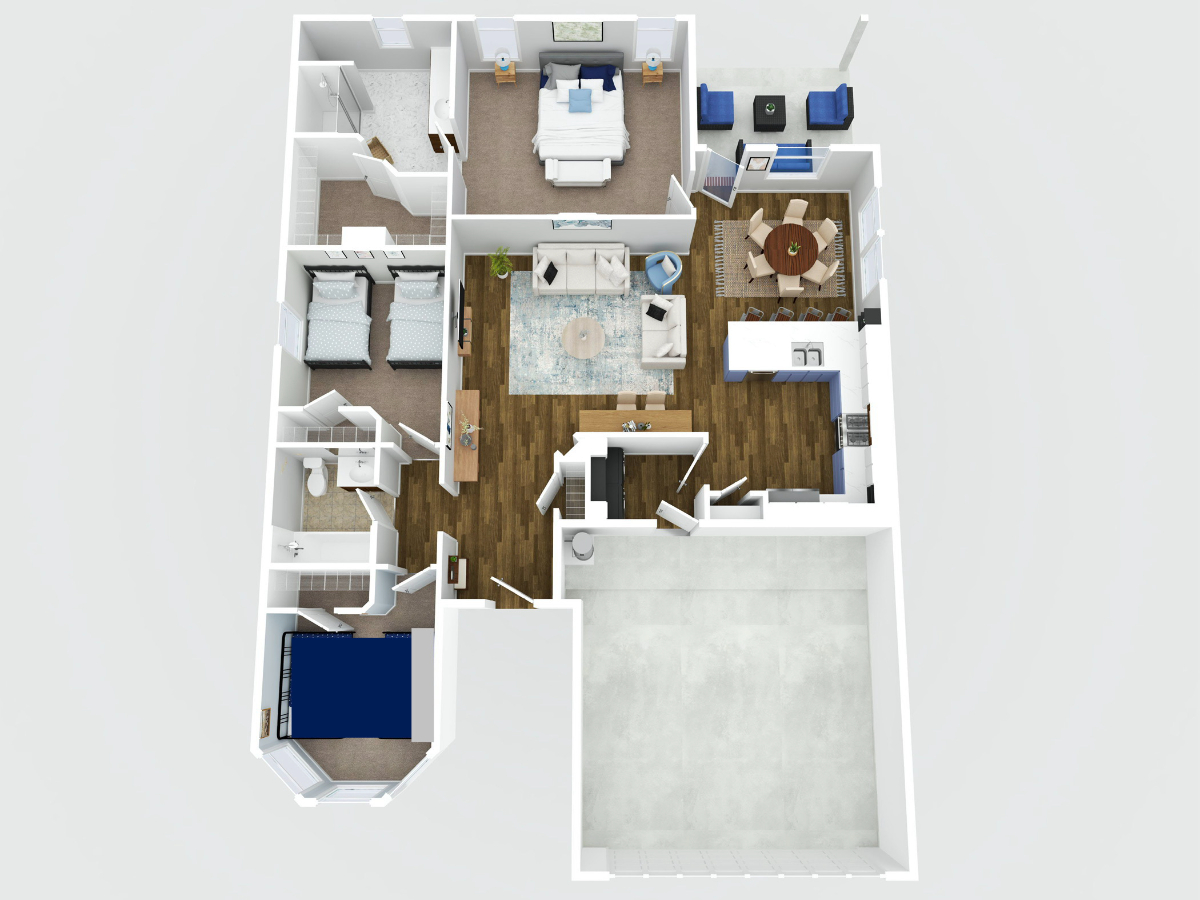 3D floor plan of the home layout