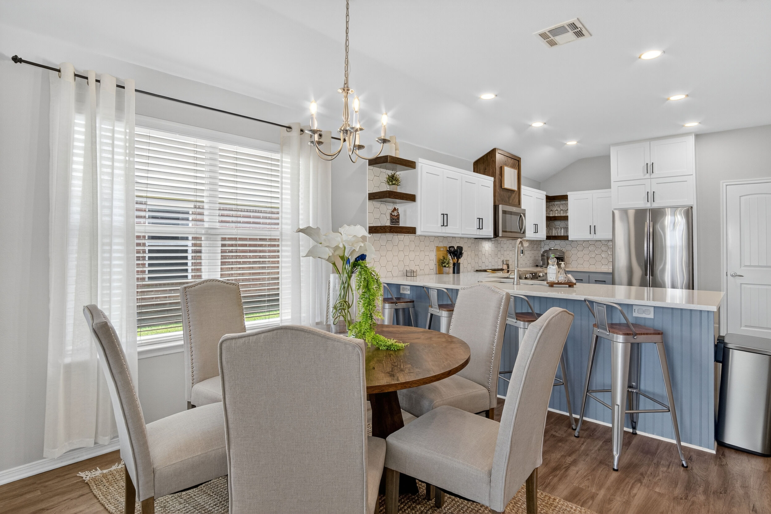 Dining area open to the kitchen
