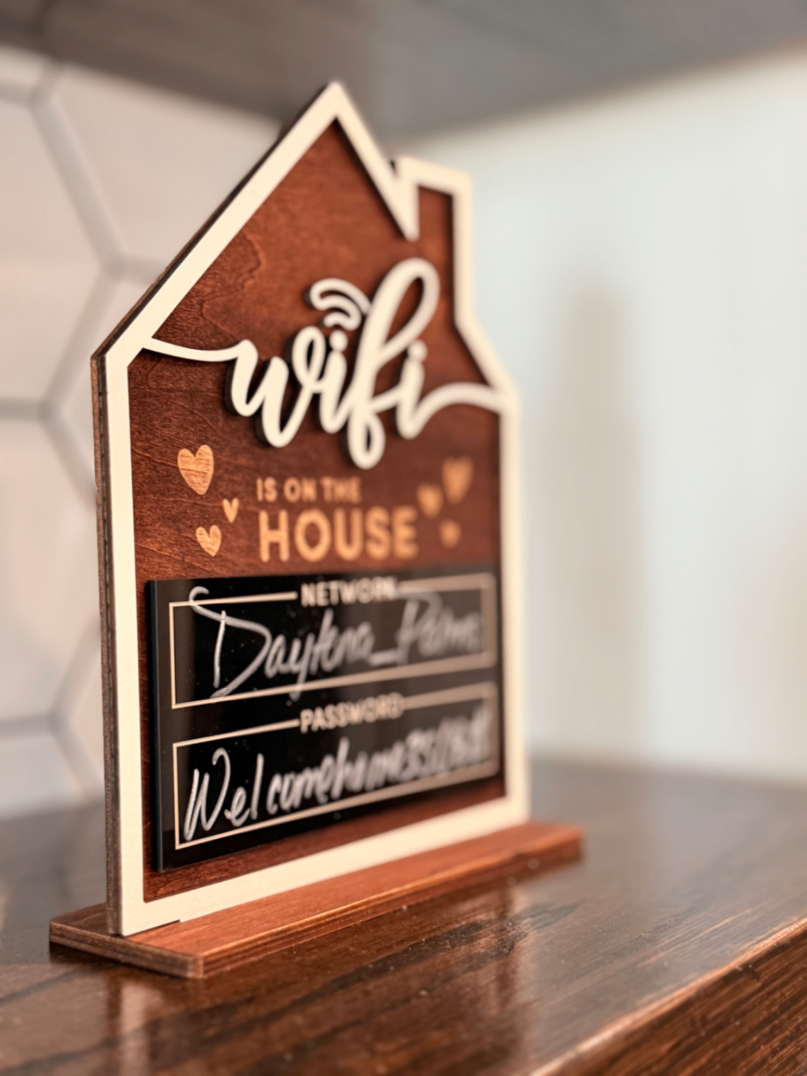 Decorative wifi network and password sign